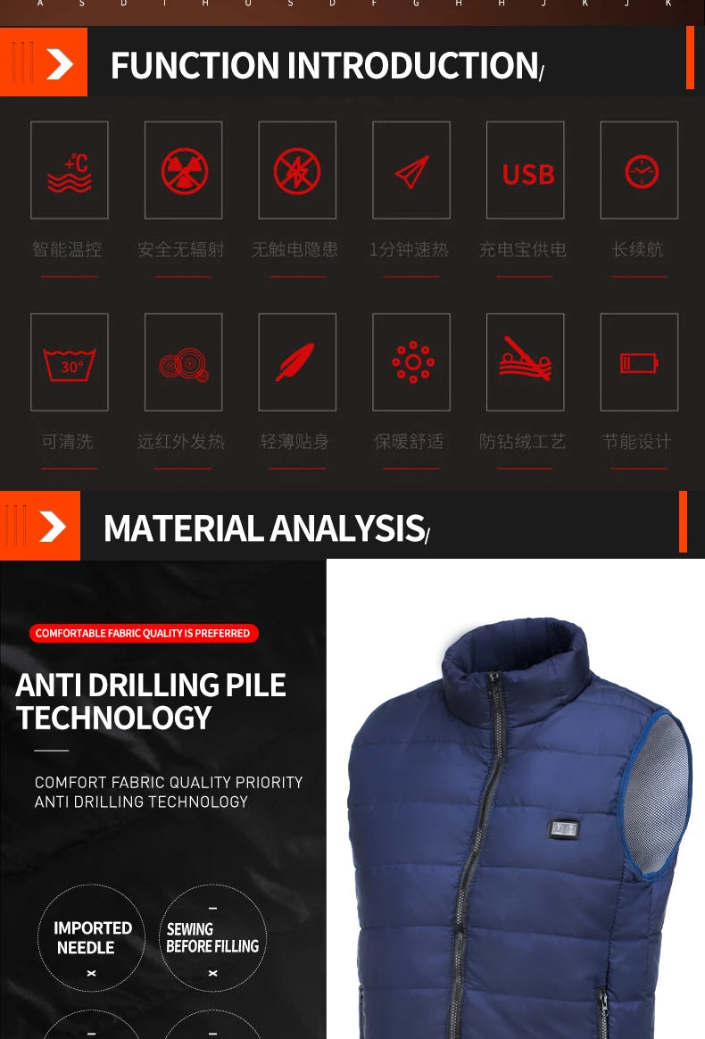 Heated Vest Zones Electric Heated Jackets