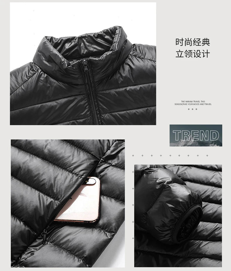 Mens  Portable Ultra Light Thin  White Duck Down Jackets